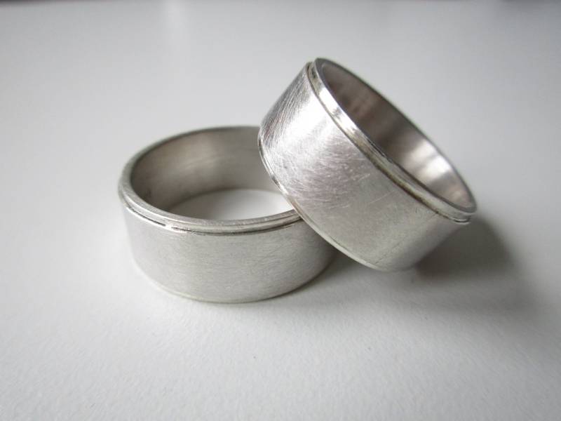 Ringpaar Partnerringe Eheringe Schlicht, Silber Minimalistisch Set von artargentum