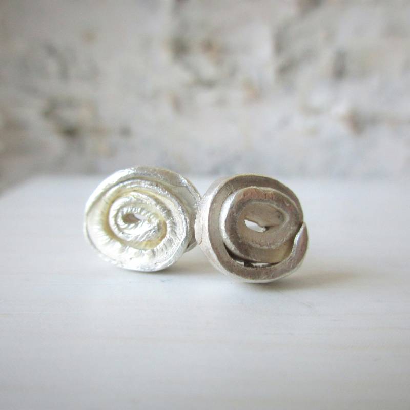 Ohrstecker Blüten Schnecke Silber von artargentum