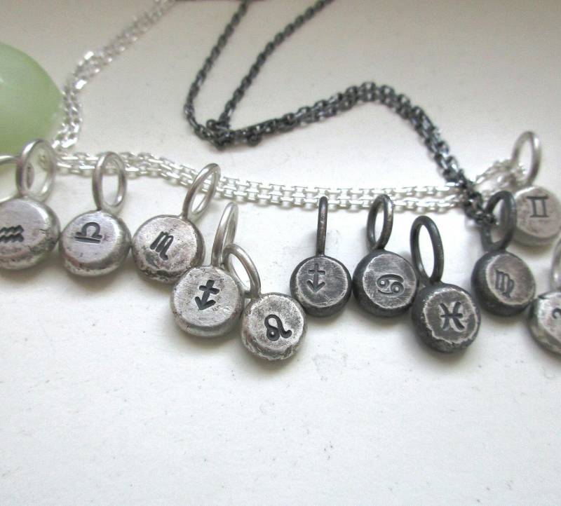 Kleiner Sternzeichen Kettenanhänger Silber Handgemacht Rustikal Geburtstagsgeschenk von artargentum