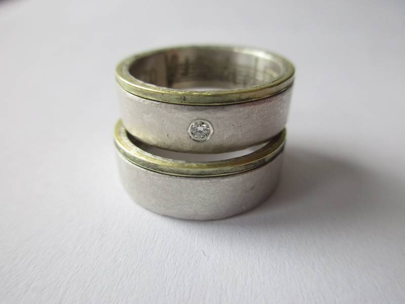 Trauringe Eheringe Schlicht Silber/Gold/Diamant Saphir Rubin Smaragd Granat Aquamarin Boho Weddingband Set von artargentum