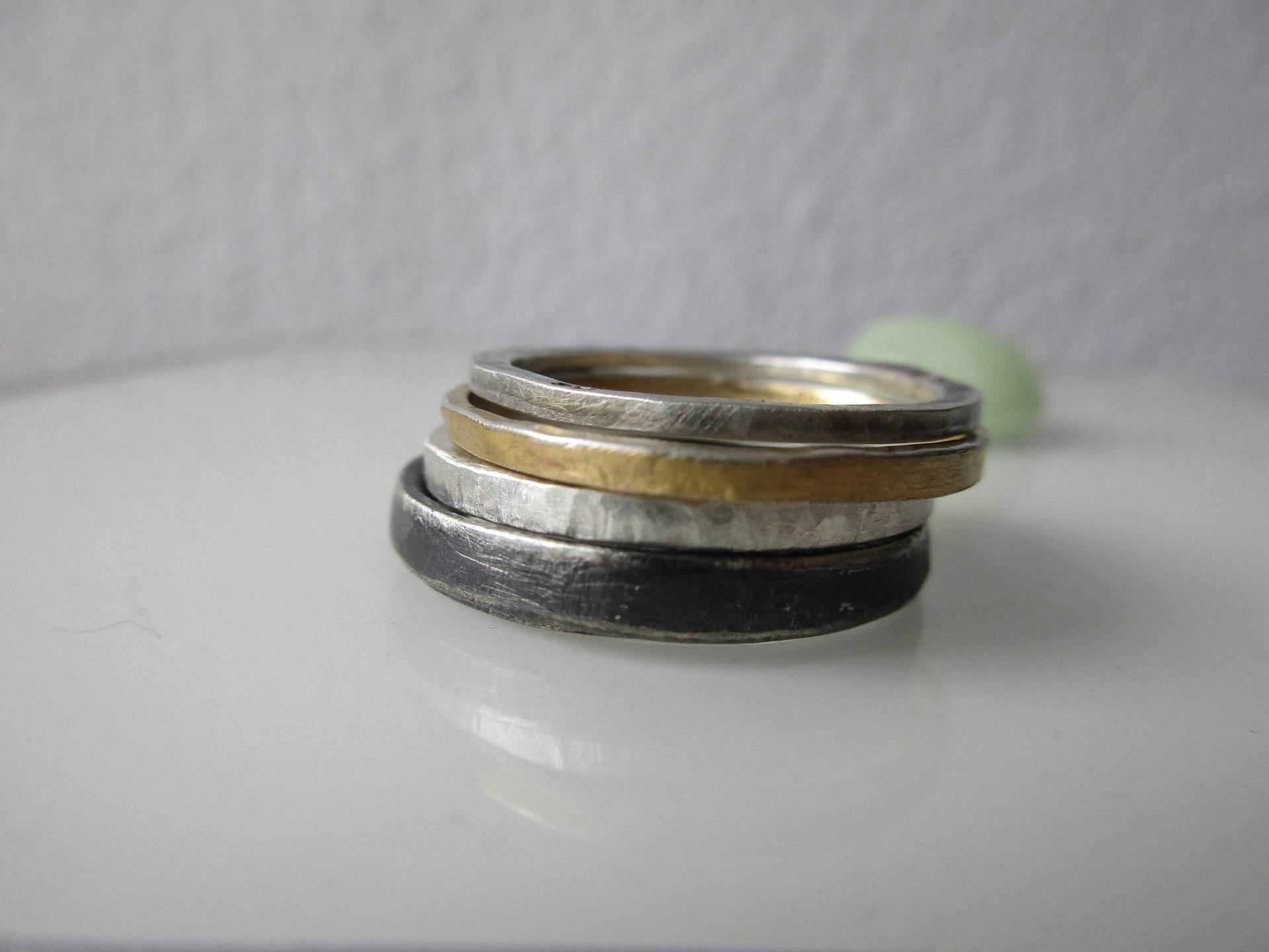 stapelring 4 Set Silber Vergoldet , Silber Beisteckringe Multicolor Rustikal von artargentum