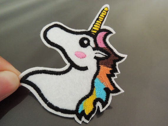 Bei Patch - Einhorn White Horse Horn Aufbügeln Applik Gestickte Nähen Bügeln von artcraft32