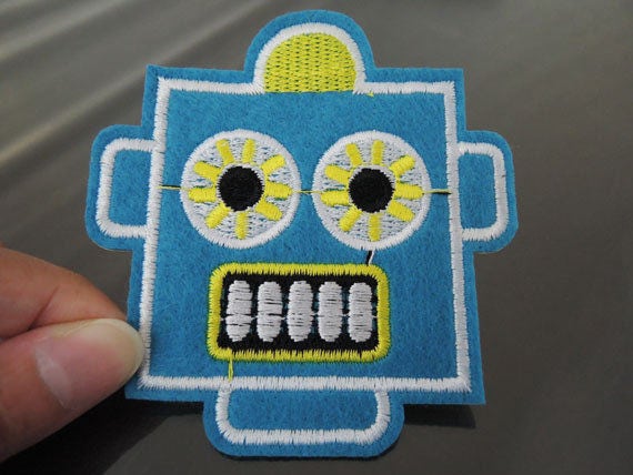 Roboter Patches - Aufnäher Oder Blau Gelb von artcraft32