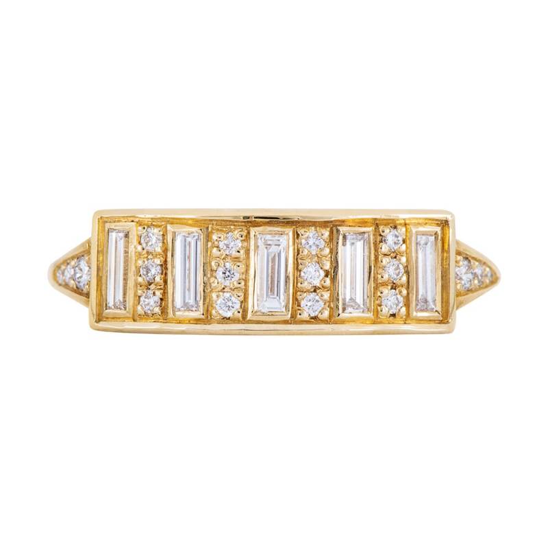 Baguette Diamant Bar Ring - Schliff Ehering Art Deco Stil von artemer