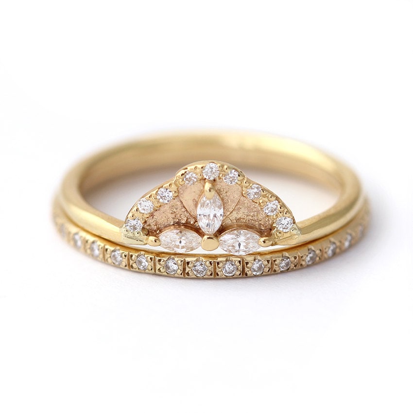 Diamant Ehering, Eternity Set, Marquise Verlobungsring von artemer