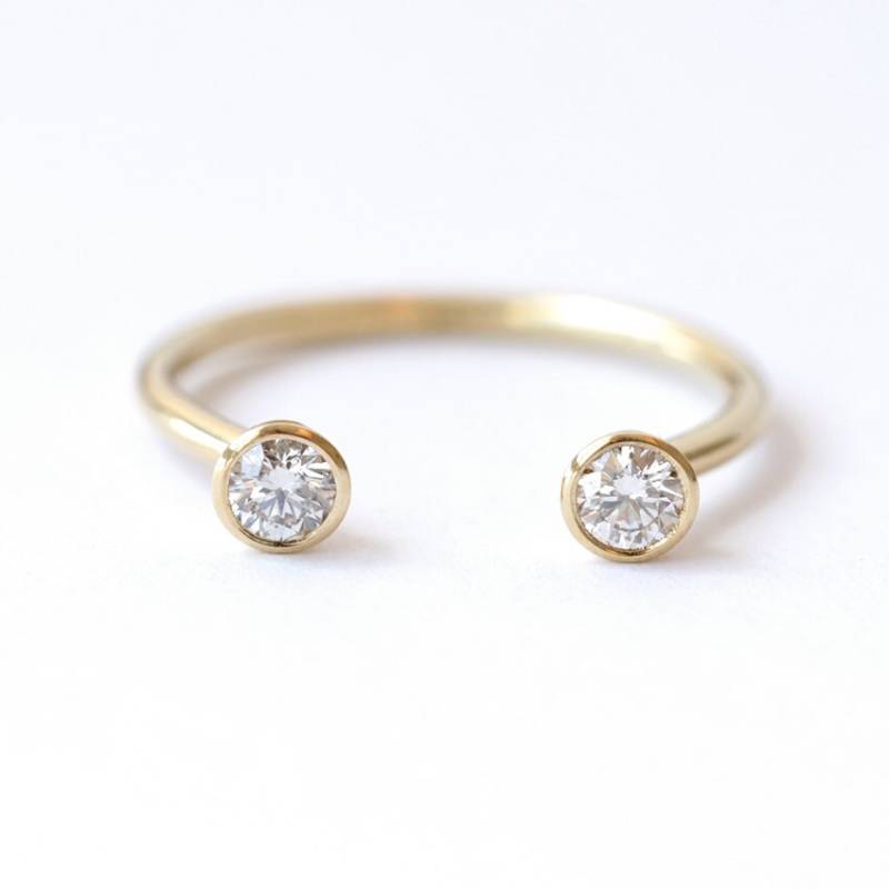 Dual Diamant 18K Gold Offener Ehering Hufeisenband von artemer