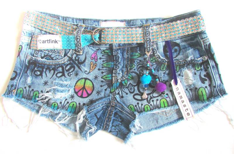 Denim-Shorts Mit Handgemalter Kunst von artfink