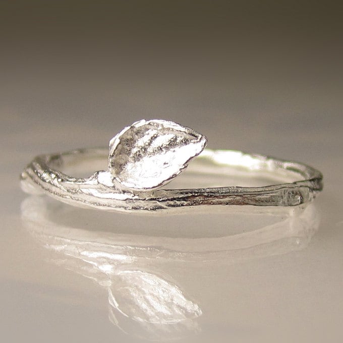 Zweigring in Sterling Silber, Oxidiert Oder Poliert, Ehering von artifactum