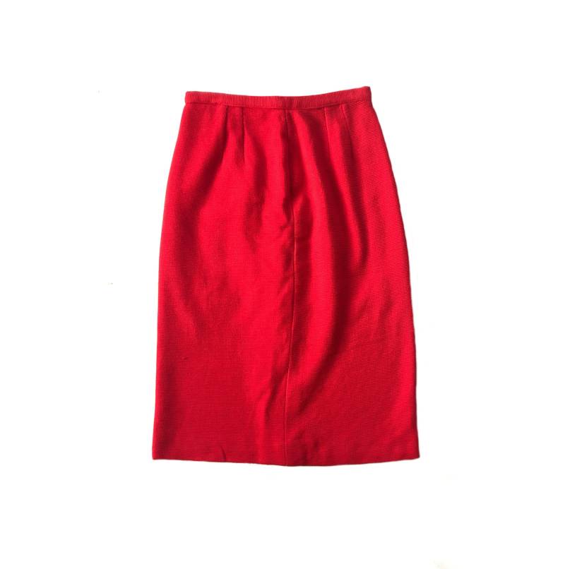 Vintage 50Er Jahre Rot Strukturierte Waffel Stoff Bleistift/Gerader Rock - Größe X Klein/Klein Vintage 50Er Jahre Rot Strukturierte Waffel Stoff Bleistift/Gerader Rock - Größe X Klein/Klein von artifactvtg