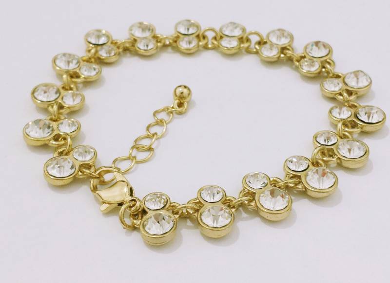 Goldenes Stahlarmband Mit Kristallen von artincartogioielli