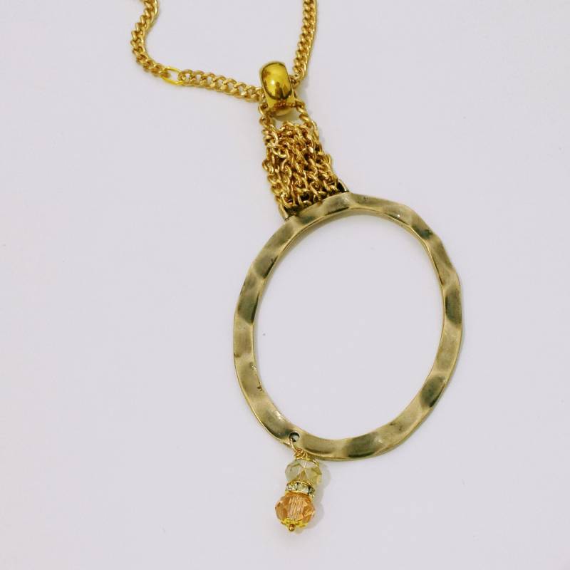 Halskette Aus Stahl Und Messing Mit Ovalem Anhänger „Oval Oblique" von artincartogioielli