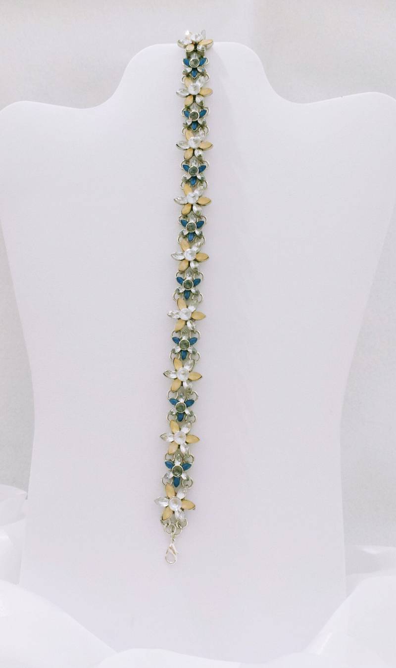 Kurze Halskette/Halsband Mit Kristallen Und Emaille „Herbstblumen" von artincartogioielli