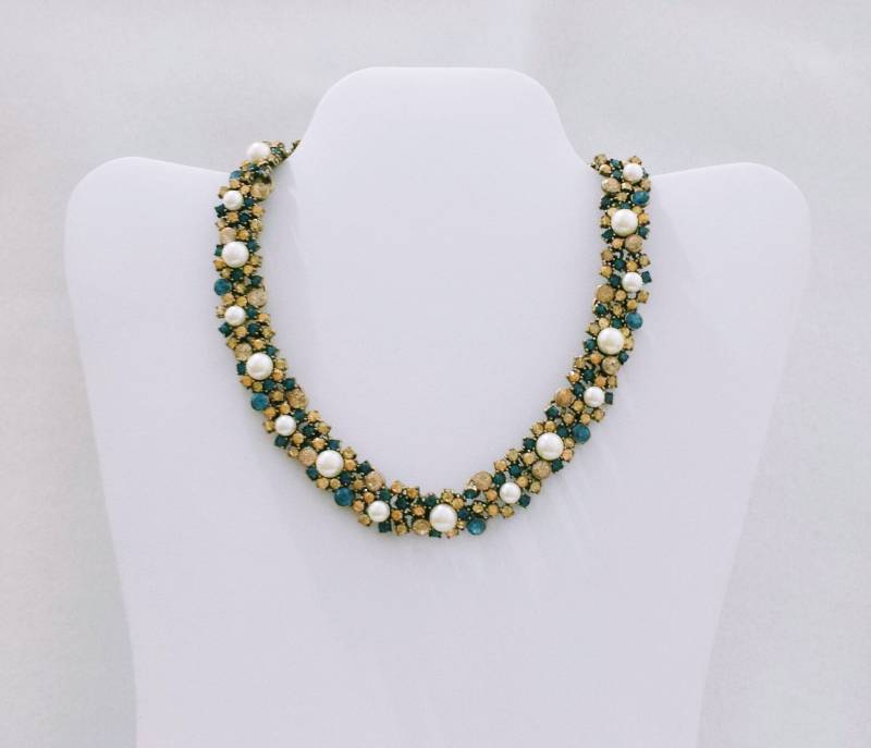 Kurze Halskette/Halsband Mit Kristallen Und Laborperlen „Lizzie" von artincartogioielli