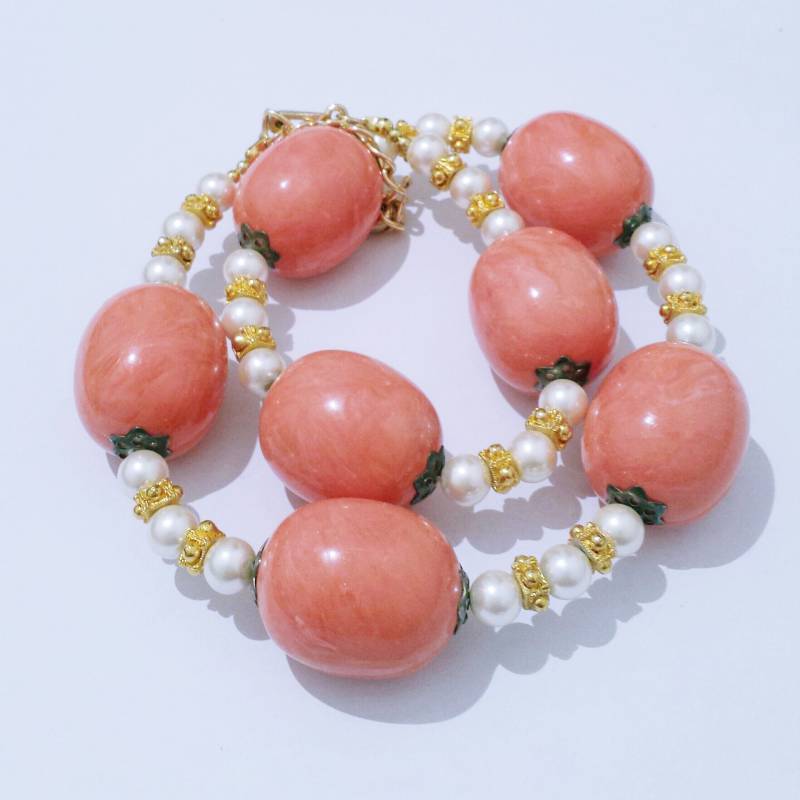 Kurze Halskette „Girotondo" Mit Großen Originalen Vintage-Perlen von artincartogioielli