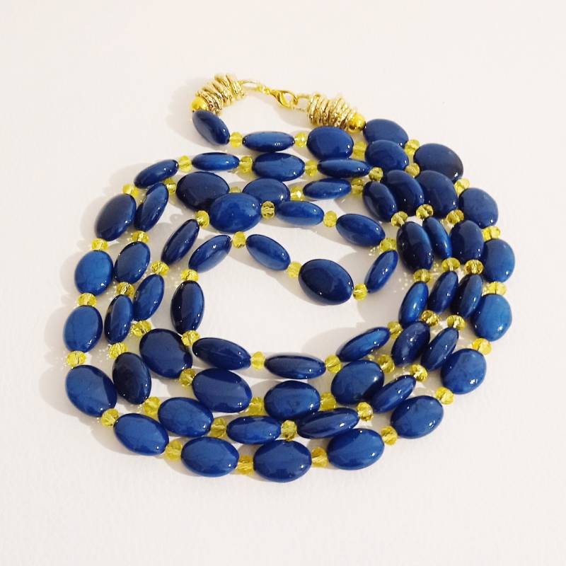 Lange Halskette „Papylos" Aus Hartstein Und Gelben Kristallen von artincartogioielli