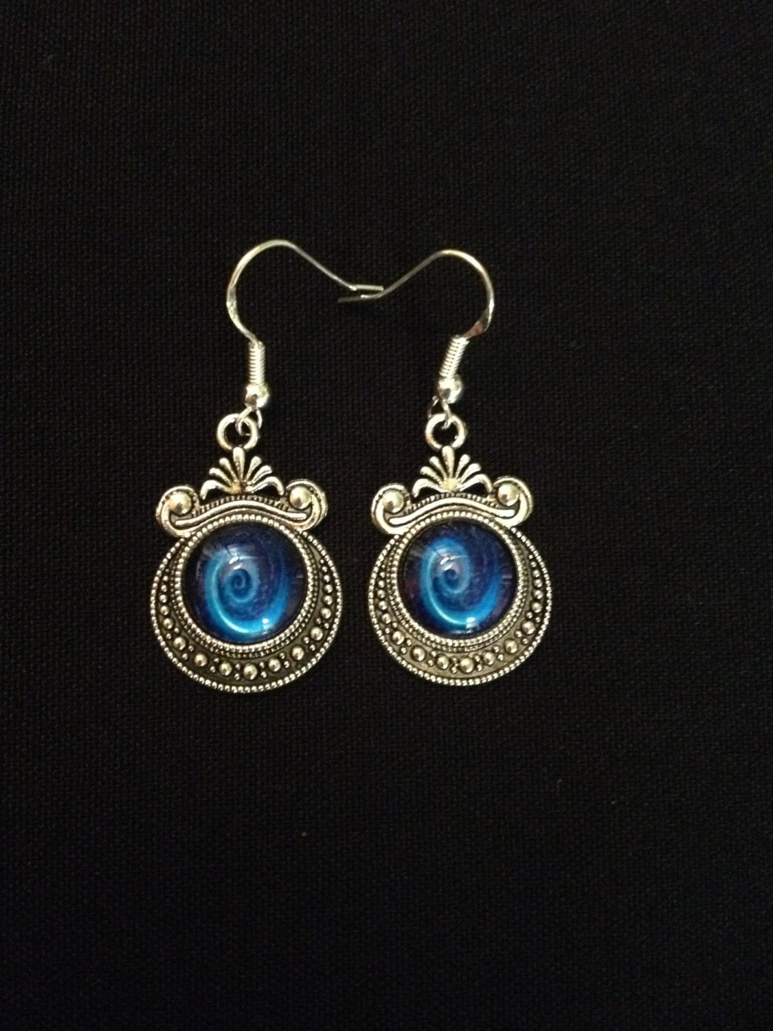 Blaue Galaxie Ohrringe Handgemachte Sterling Silber Haken Blaue Galaxie Ohrringe Handgemachte Sterling Silber Haken von artisanmountainstore