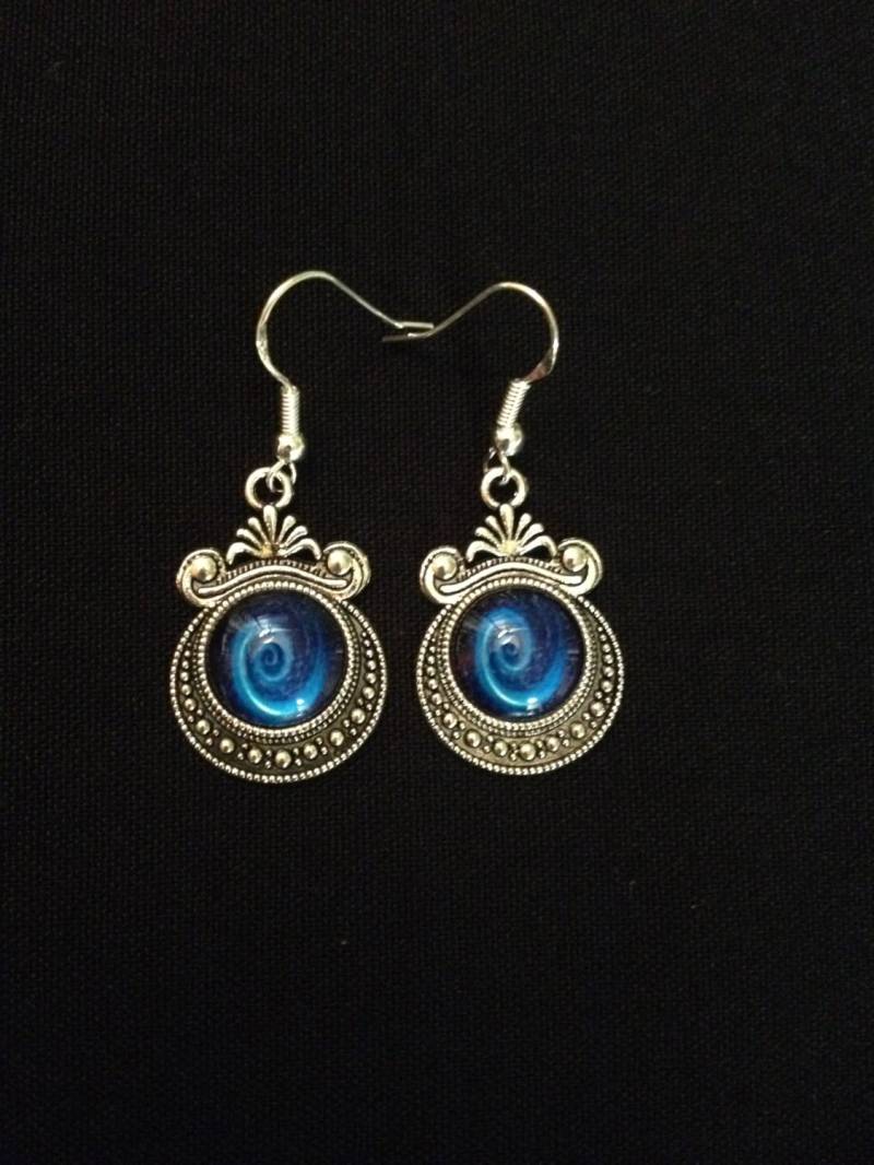 Blaue Galaxie Ohrringe Handgemachte Sterling Silber Haken von artisanmountainstore