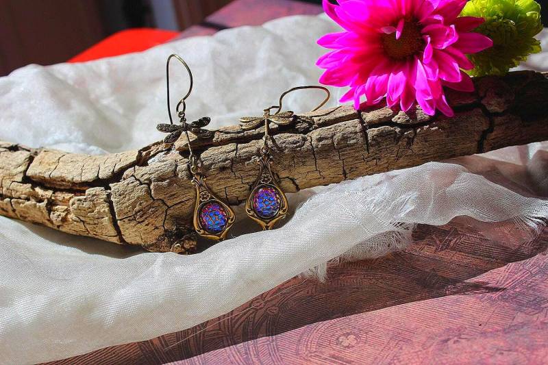 Drachenei Ohrringe, Hängeohrringe, Ohrringe Mit Libellenei, Mittelalter, Larp von artistiquejewelry