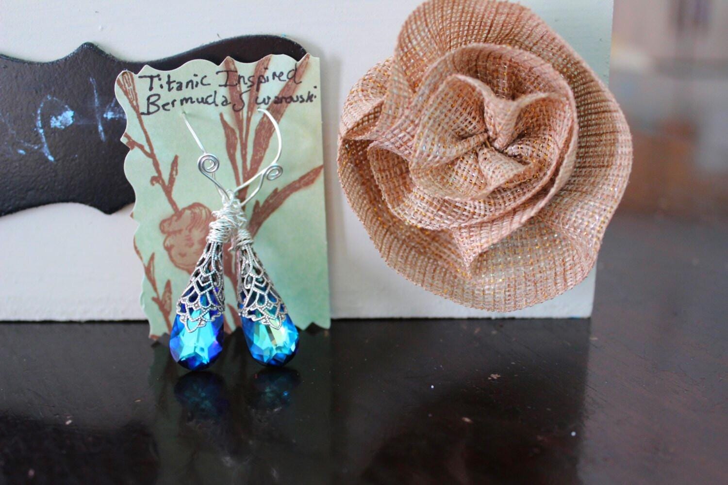 Prinzessin Kristall Ohrringe, Großer Verkauf, Herbst Geschenke, Bermuda Blau Titanic Inspiriert, Hochzeiten, Verzauberter Schmuck, Cosplay von artistiquejewelry