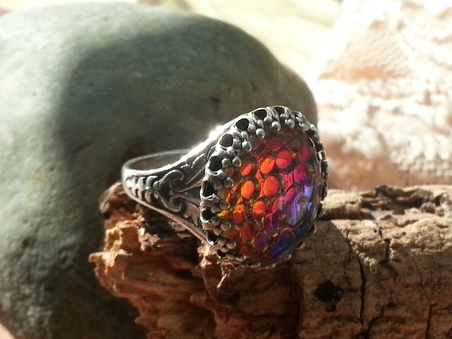 Toller Ring, Farbwechsel Drachenhaut Ren Faire, Mittelalter Spiel Der Throne Inspiriert Herbst Geschenke, Freundin Geschenk, Weihnachten von artistiquejewelry