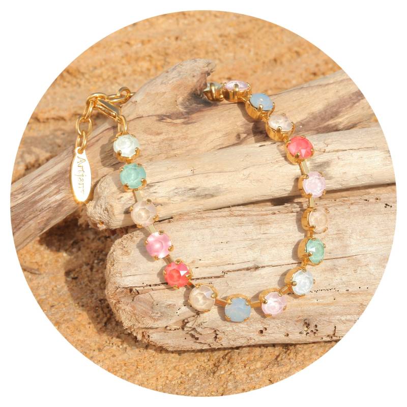 Artjany Armband Swarovski Kristalle Pastel Bunt Mix Gold Artjany Armband Swarovski Kristalle Pastel Bunt Mix Gold von artjany