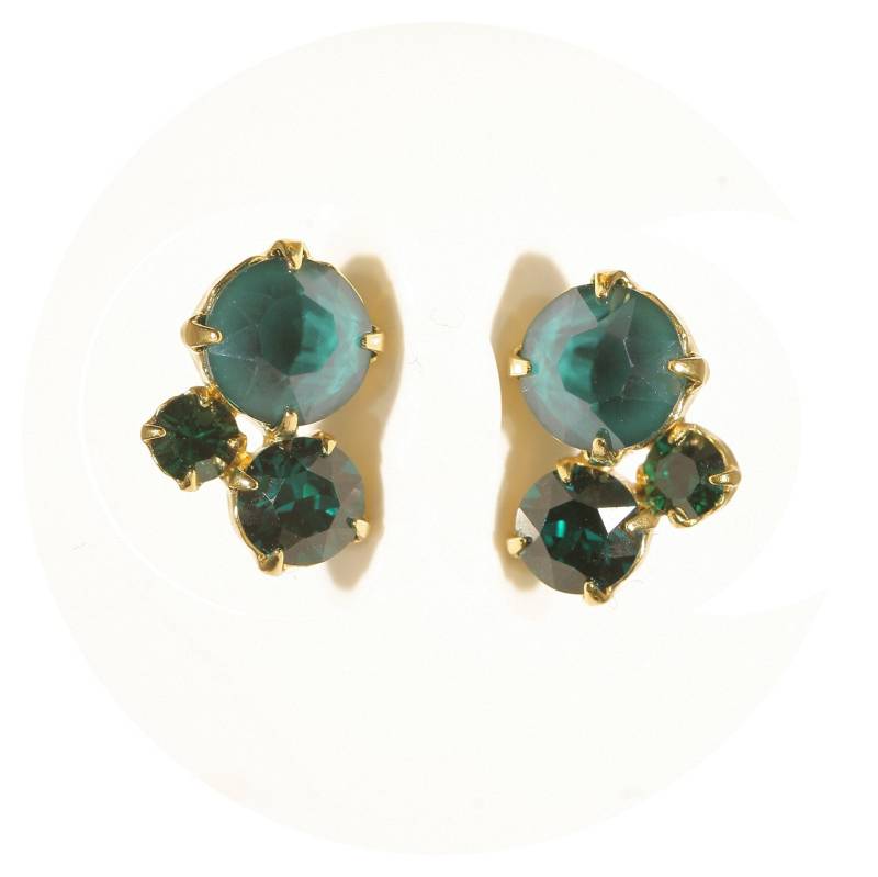 Artjany Goldene Ohrstecker Mit 3 Geschliffenen Kristallen von artjany