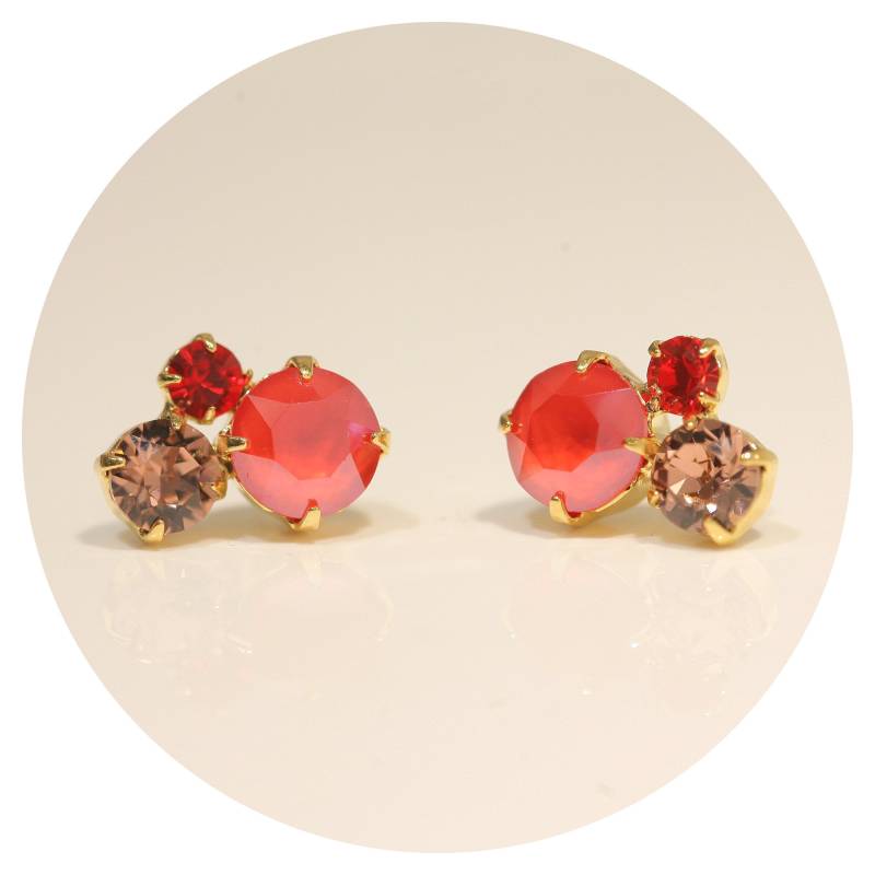 Artjany Goldene Ohrstecker Swarovski Kristalle Royal Red Mix von artjany