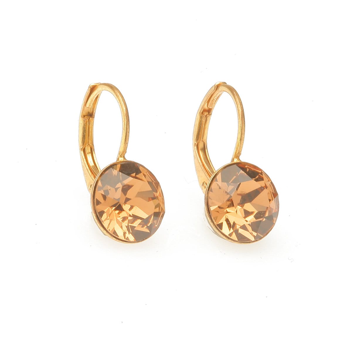 Artjany Goldener Ohrring Geschliffene Kristalle Light Smoked Topaz von artjany