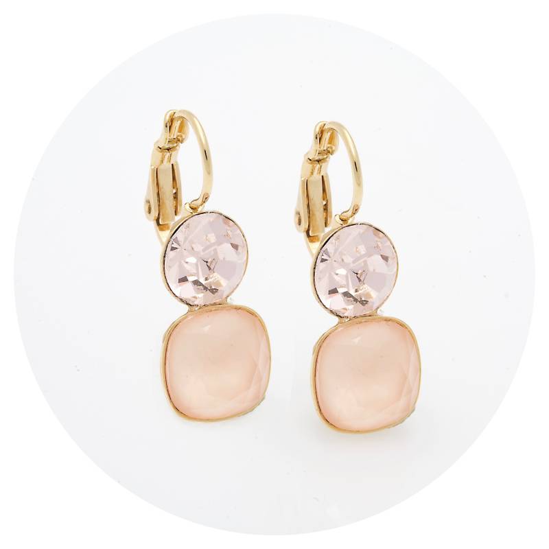 Artjany Goldener Ohrring Sonserra Mit Geschliffenen Kristallen in Apricot Peach von artjany