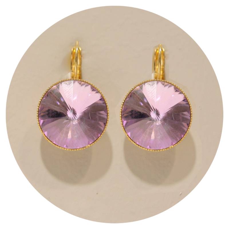 Artjany Goldener Xl Ohrring Swarovski Kristall Rivolie Vitrail Light Gold von artjany