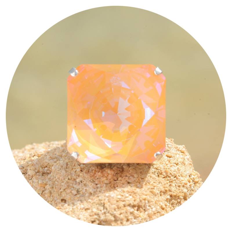 Artjany Kaleidoskop Square Ring Mit Einem Swarovski Kristall in Peach Delite Silber von artjany