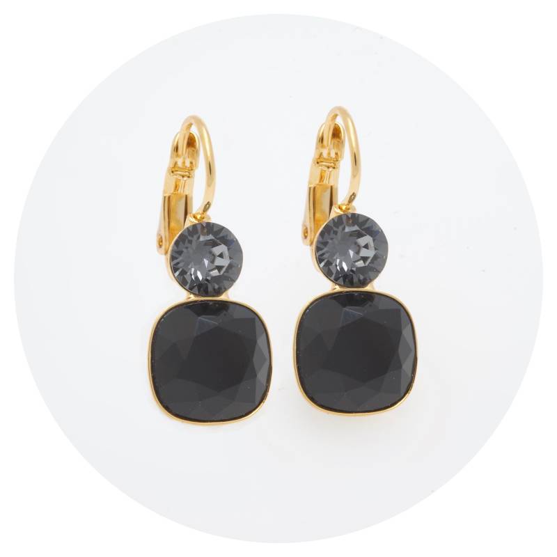 Artjany Leichter Goldener Ohrring Sonpetite Mit Geschliffenen Kristallen in Blackjet von artjany