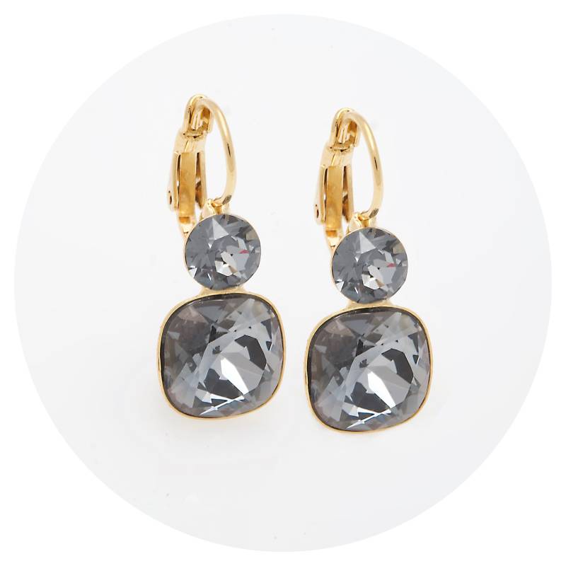 Artjany Leichter Goldener Ohrring Sonpetite Mit Geschliffenen Kristallen in Crystal Nightfall von artjany