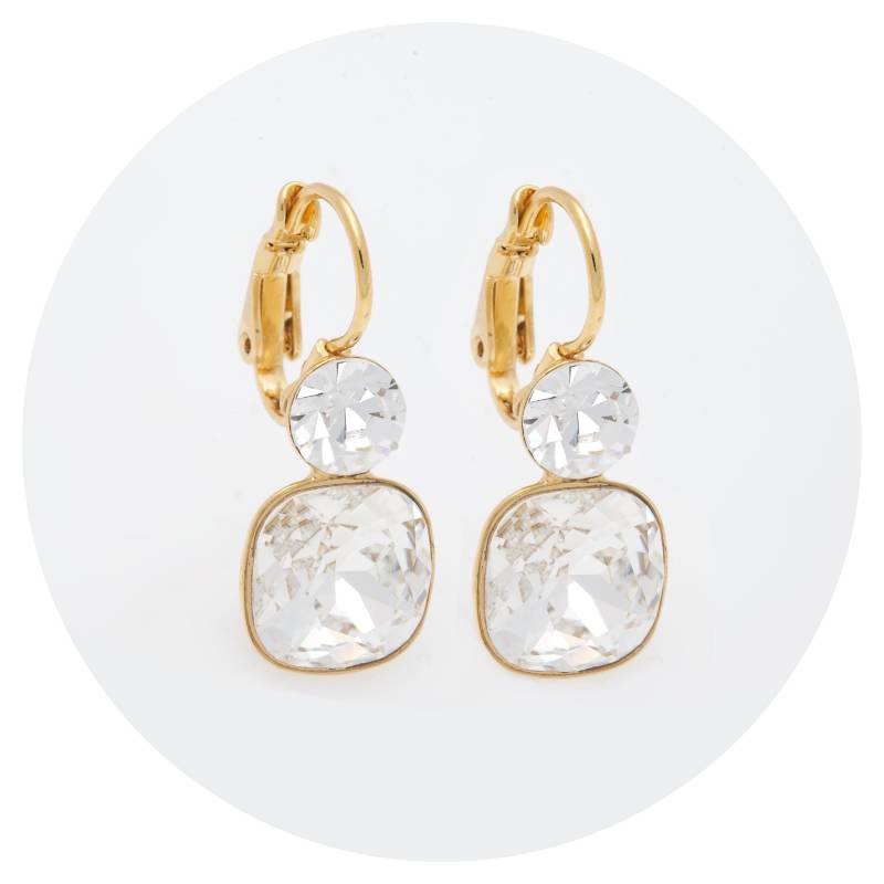 Artjany Leichter Goldener Ohrring Sonpetite Mit Geschliffenen Kristallen in Crystal von artjany