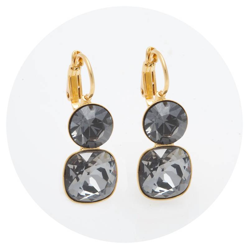 Artjany Leichter Goldener Ohrring Sonserra Mit Geschliffenen Kristallen in Crystal Nightfall von artjany