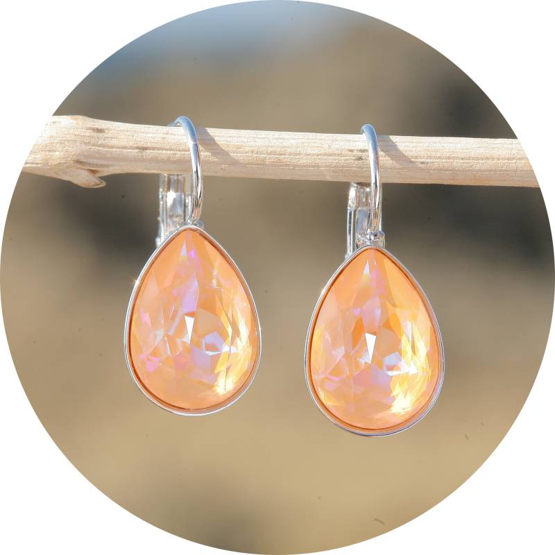 Artjany Ohrhänger Tropfen Swarovski Kristall Peach Delite Silber von artjany