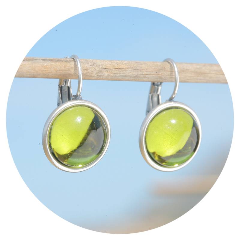 Artjany Ohrring Cabochon Rund Olivin Silber von artjany