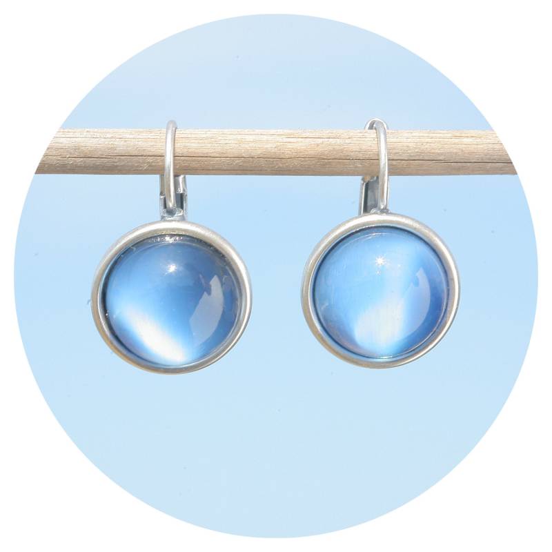 Artjany Ohrring Cabochon Rund Seiden Blau Silber Artjany Ohrring Cabochon Rund Seiden Blau Silber von artjany