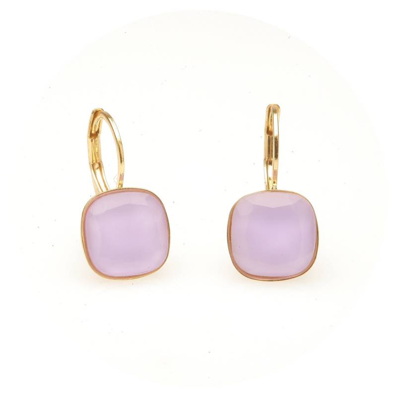 Artjany Ohrring Geschliffene Kristalle Cushion Cut Violet Opaque Gold von artjany