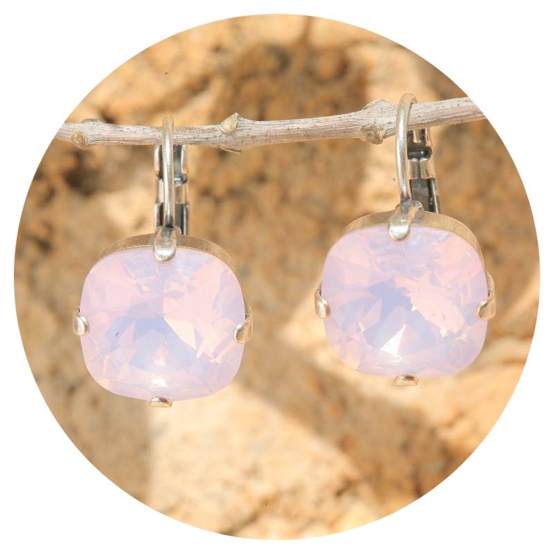 Artjany Ohrring Swarovski Kristall Cushion Cut Rose Water Opal Silber von artjany