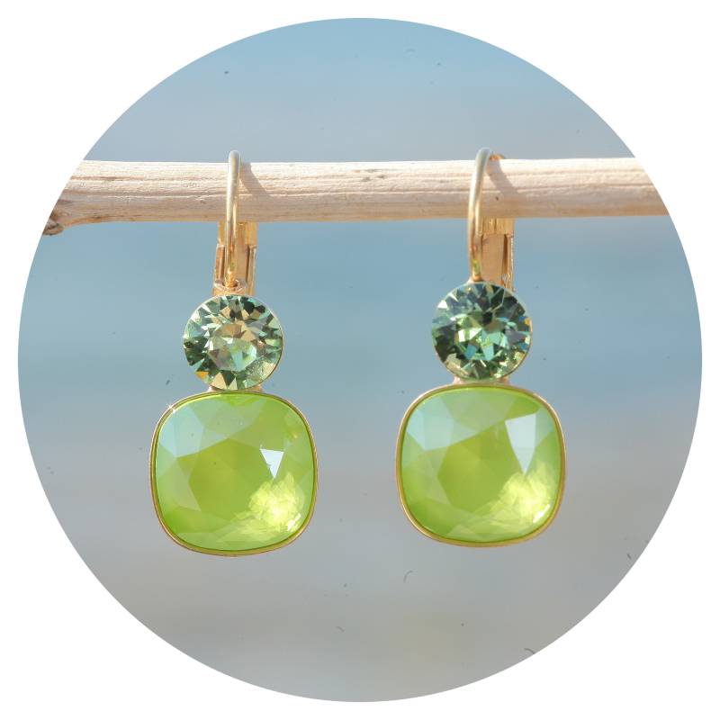 Artjany Ohrring Swarovski Kristall Lime Green Mix Gold von artjany
