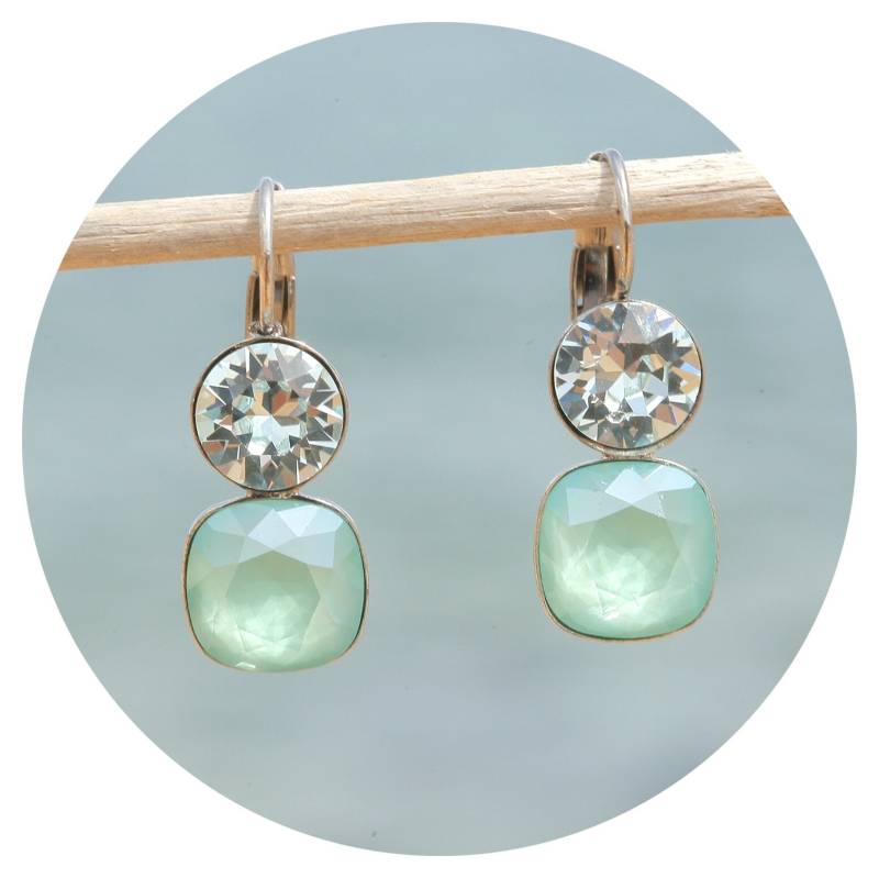 Artjany Ohrring Swarovski Kristall Mint Green Cushion Cut Silber von artjany