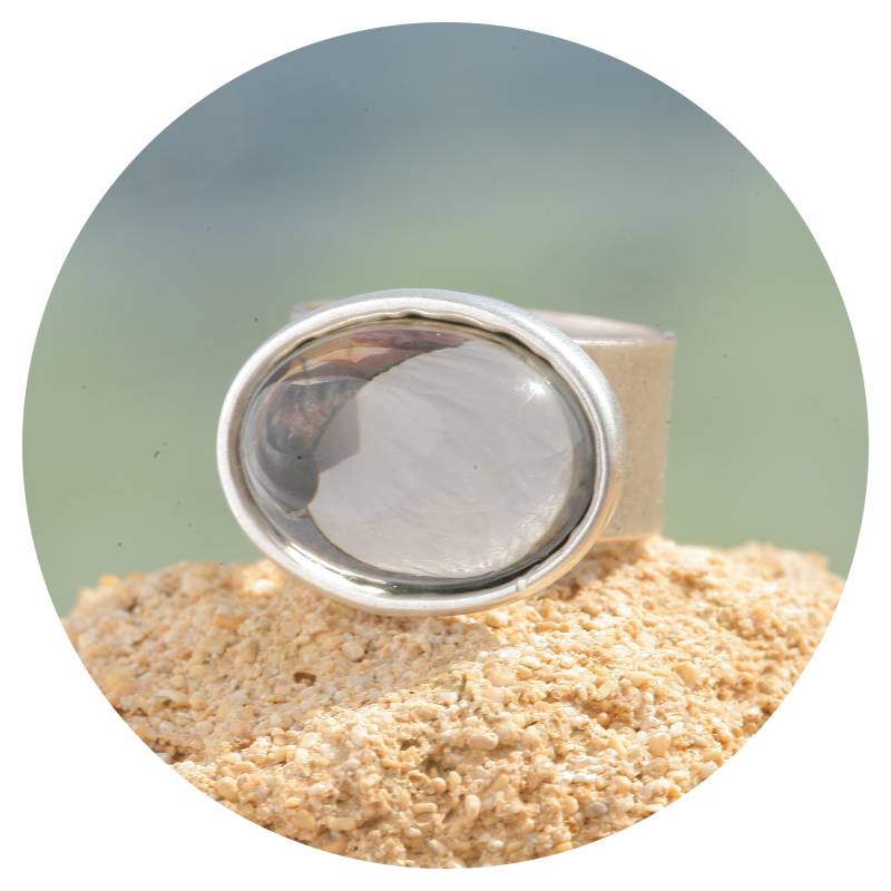 Artjany Ring Cabochon Oval Grau Silber von artjany