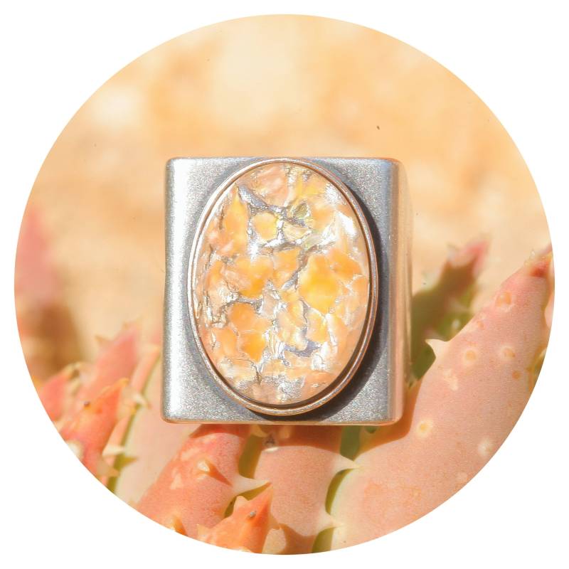 Artjany Ring Cabochon Oval Orange Patina Silber von artjany