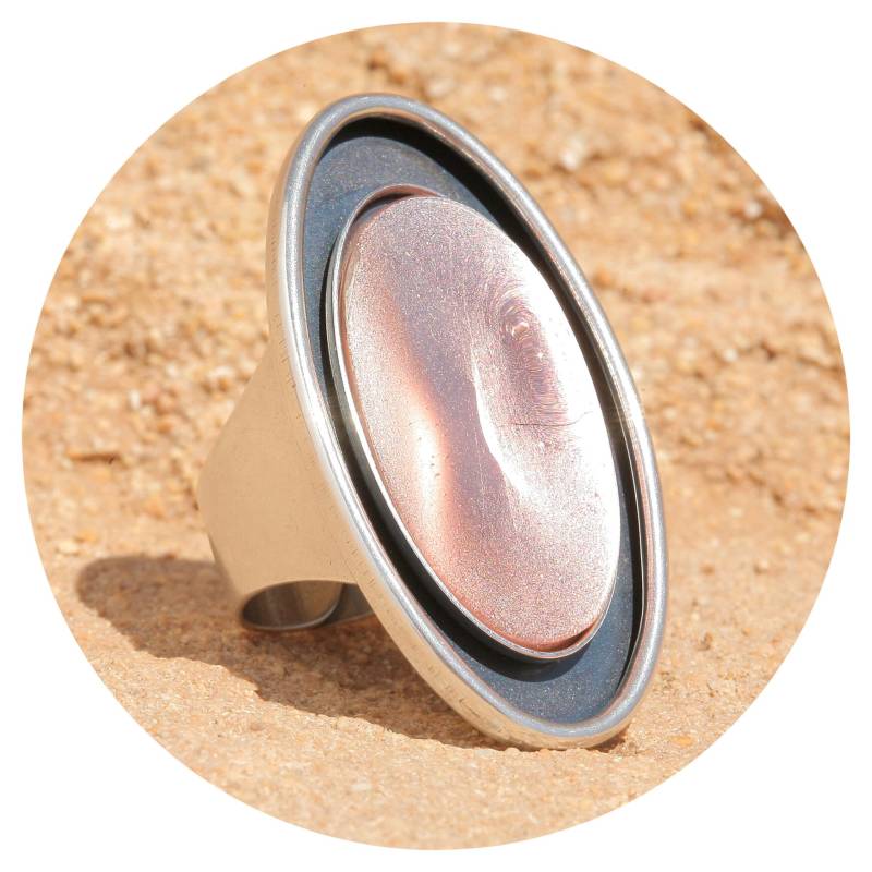 Artjany Ring Cabochon Oval Rosa Silber von artjany