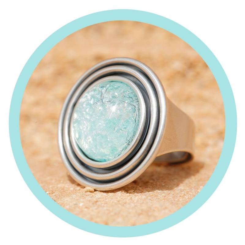 Artjany Ring Cabochon Rund Mint Patina Silber von artjany