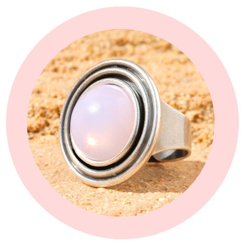 Artjany Ring Cabochon Rund Rosa Opal Silber Artjany Ring Cabochon Rund Rosa Opal Silber von artjany