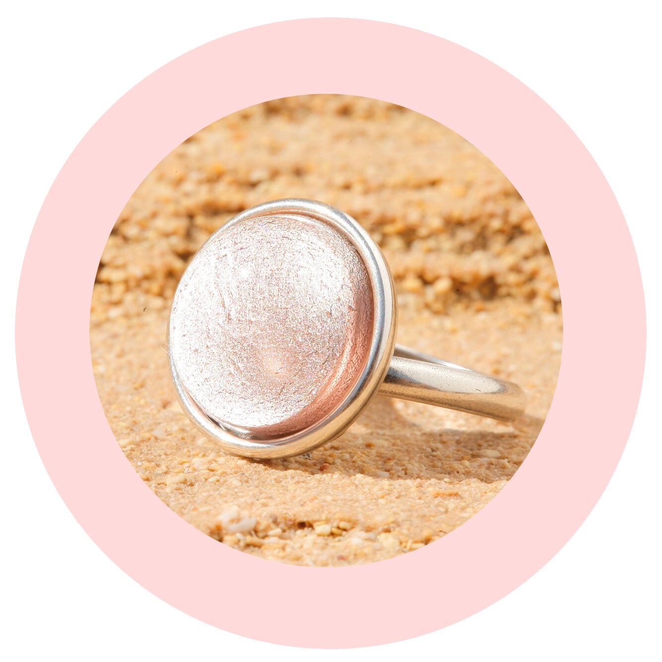 Artjany Ring Cabochon Rund Rosa Silber Artjany Ring Cabochon Rund Rosa Silber von artjany