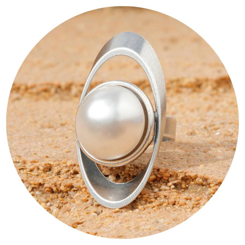 Artjany Ring Oval Perle Rund Silber von artjany