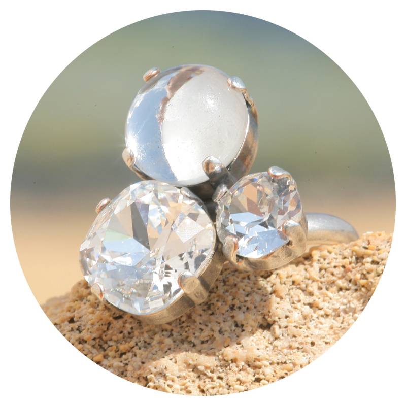 Artjany Ring Swarovski Crystal Klar Cabochon Silver von artjany